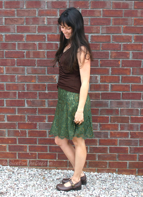 thrifted green skirt