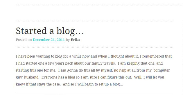 Started a blog screenshot